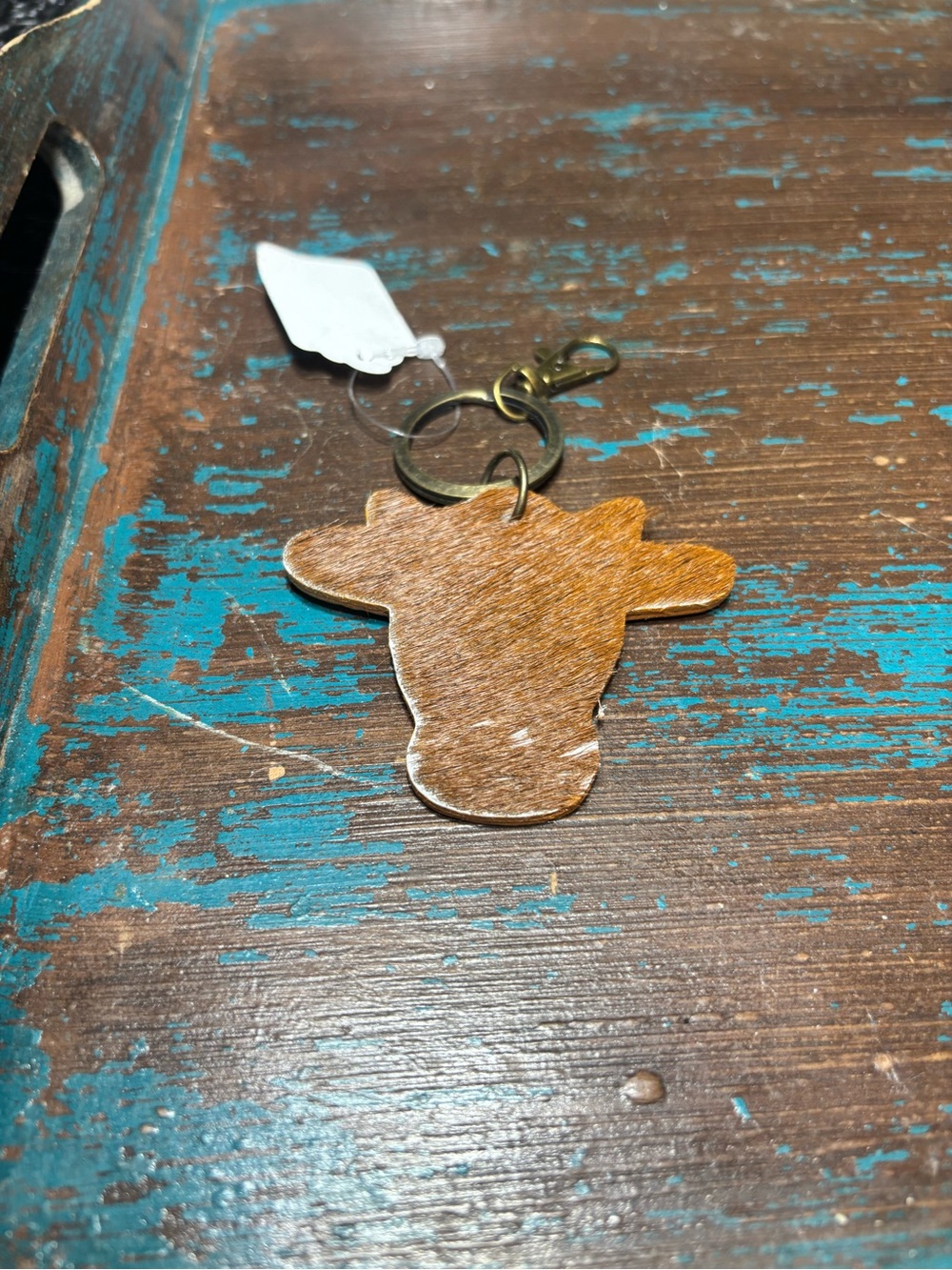 New Cow Head Keychain - Brown Leather Bag Charm